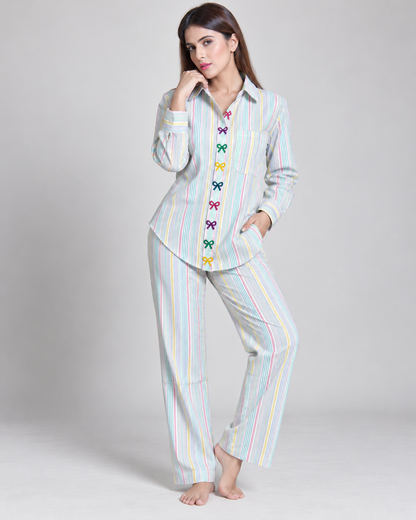 Light Blue Multi Stripe Set