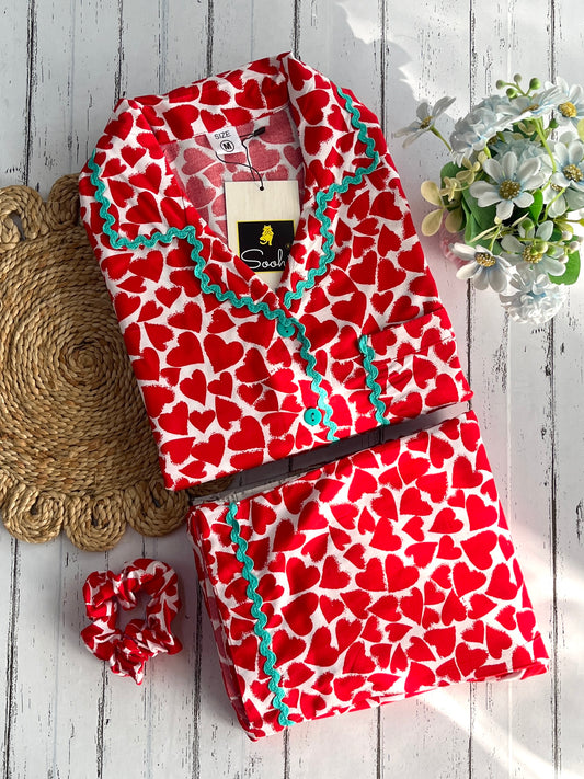 Red Blush Hearts Pj Set (Women)