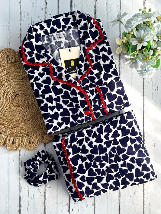 Blue Blush Hearts Pj Set (Women)&nbsp;