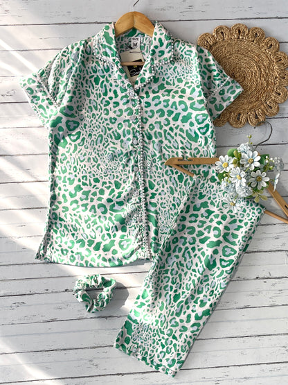 Green Leopard Pj Set (Women)