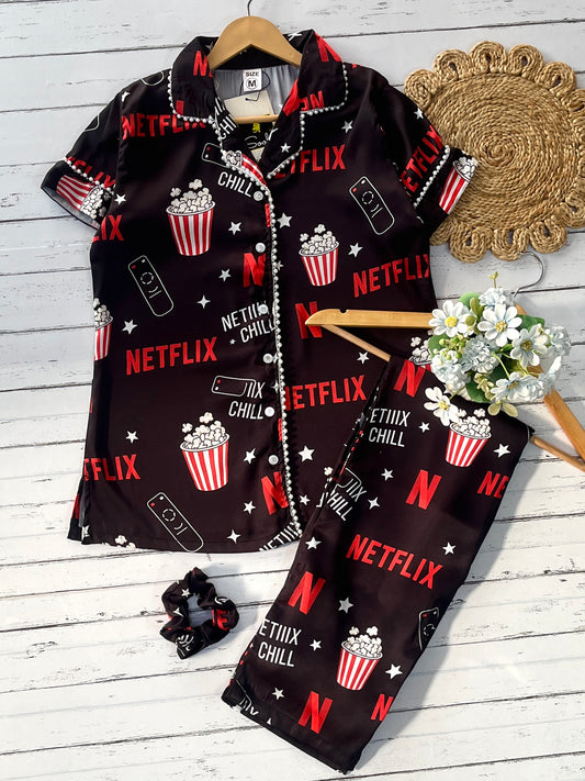 Black Netflix Pj Set (Women)