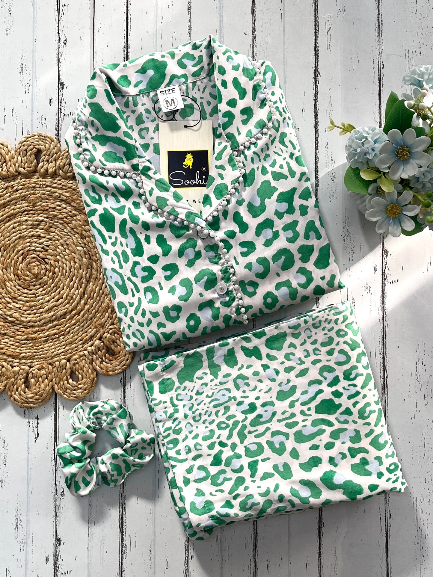 Green Leopard Pj Set (Women)