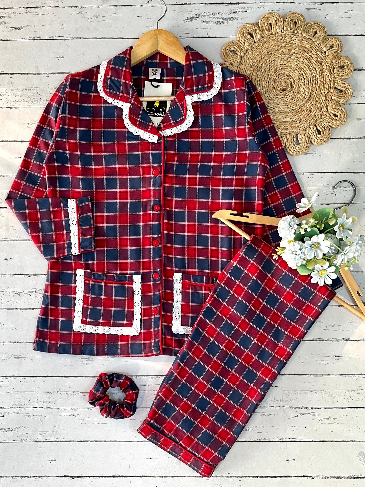 Maroon Winter Check PJ Set (Women)
