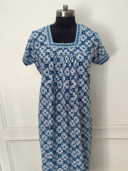 Blue Mandala Cotton Nighty (Women)