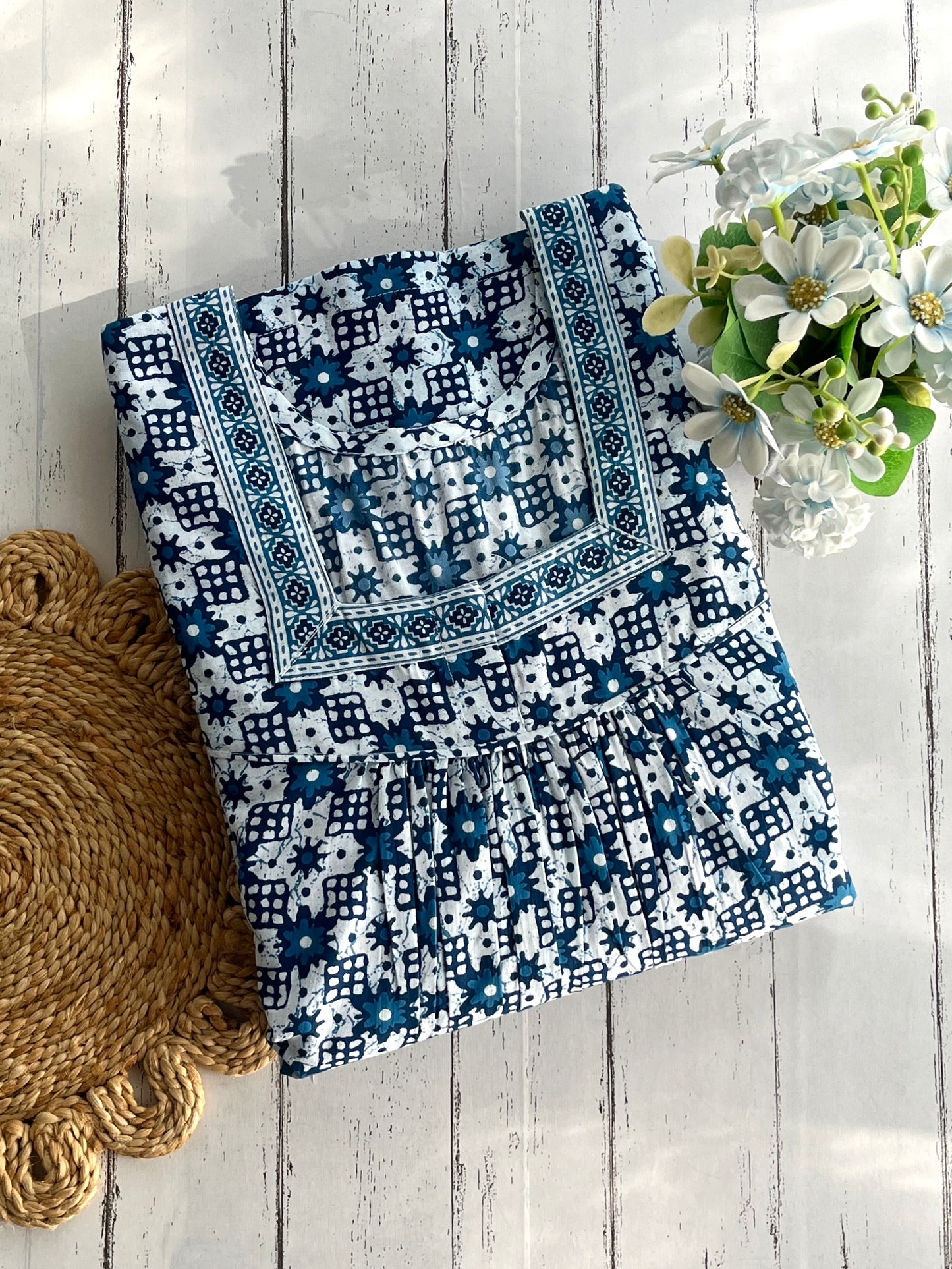 Blue Mandala Cotton Nighty (Women)