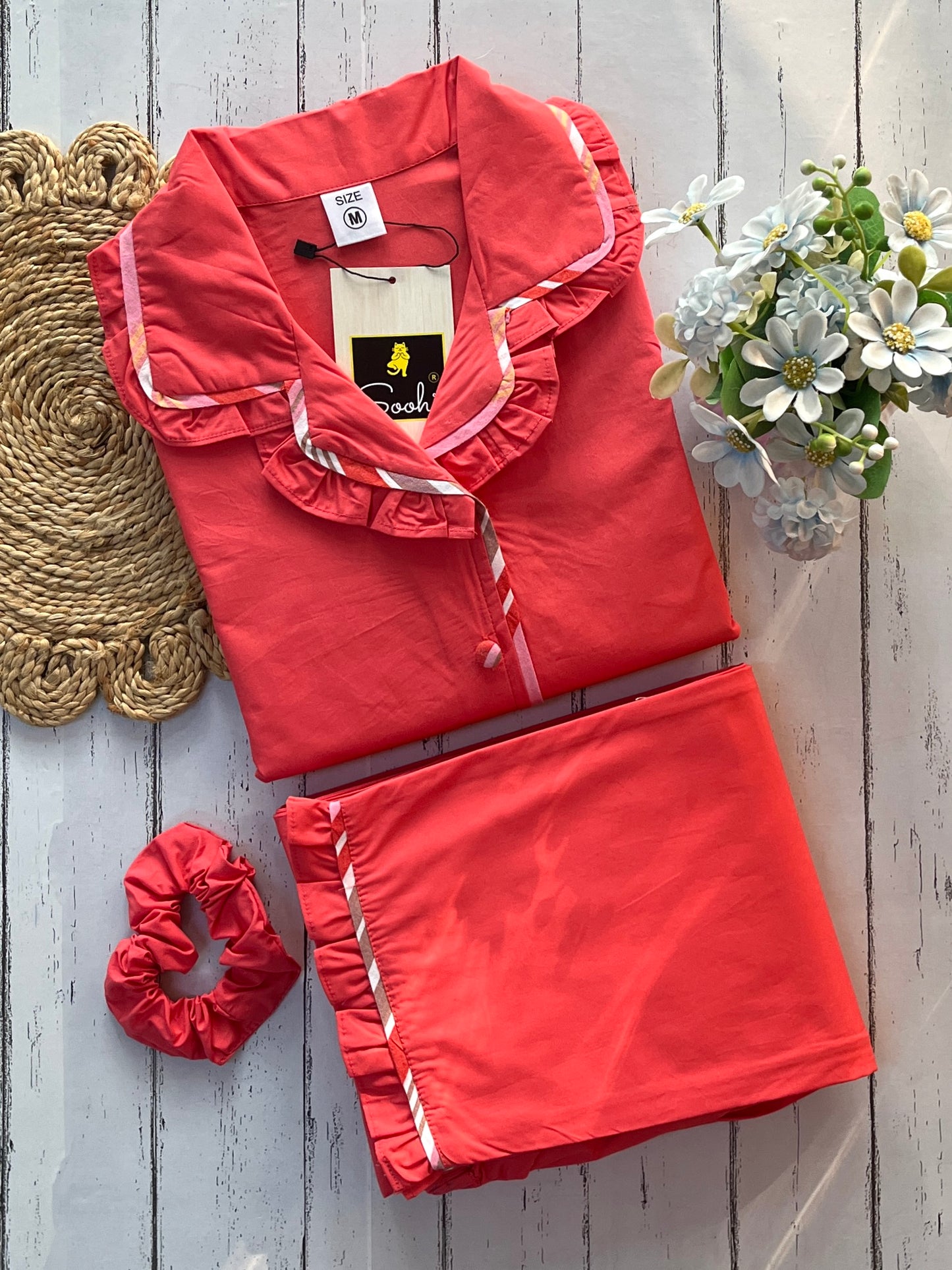 Orange Embroidered Sparrow Pj Set (Women)