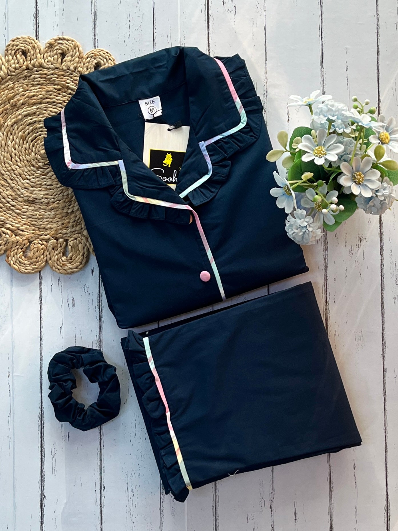 Navy Embroidered Sparrow Pj Set (Women)