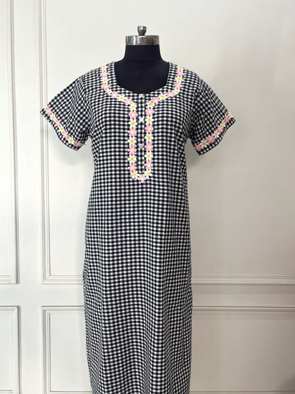 Black Check Nighty (Women)