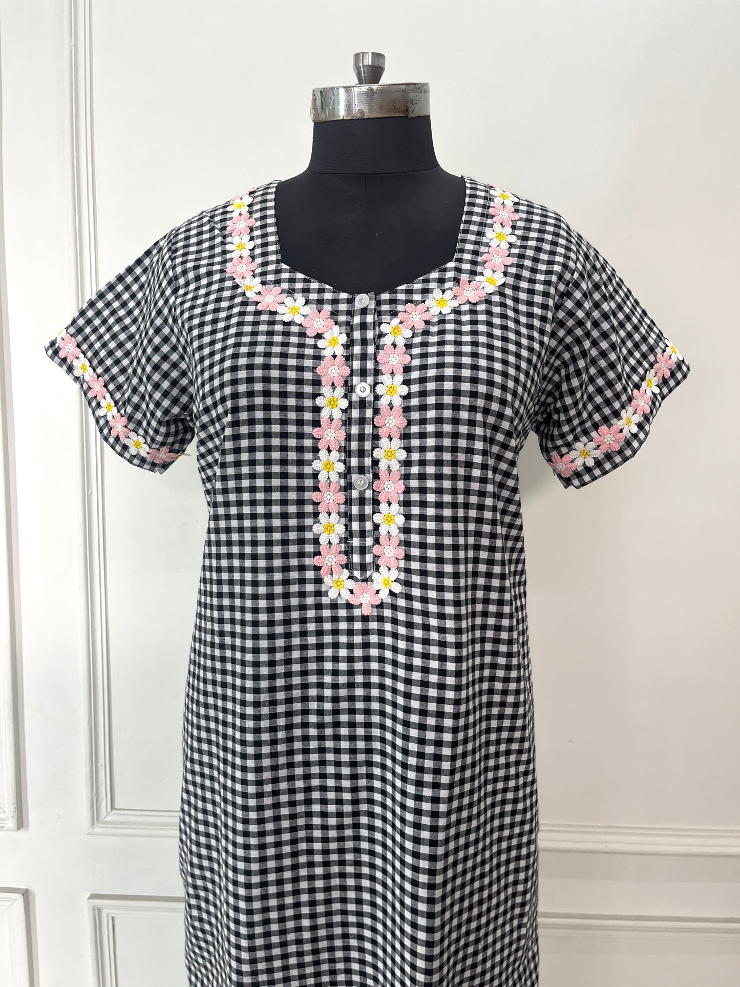 Black Check Nighty (Women)