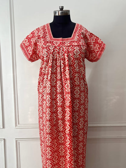 Red Cotton Nighty (Women)