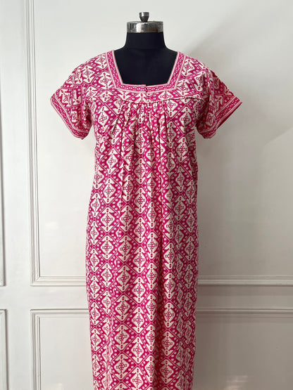 Pink Cotton Nighty (Women)