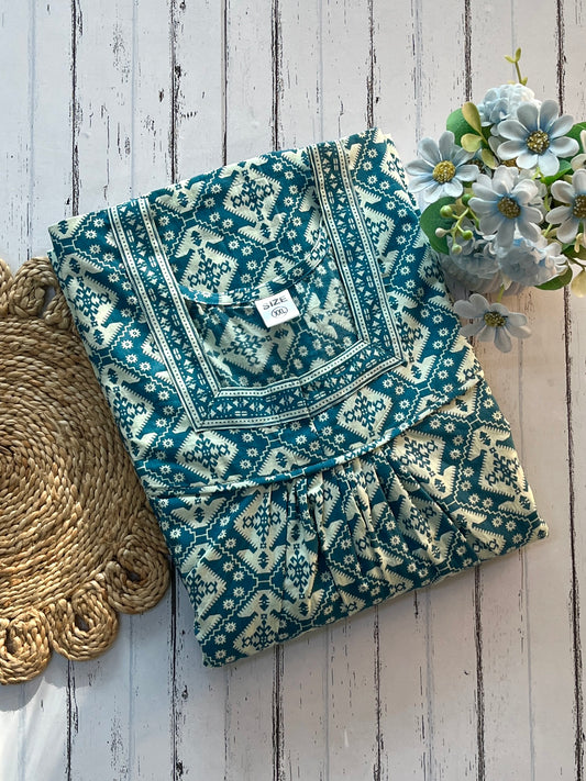 Green Jaipuri Cotton Nighty (Women)
