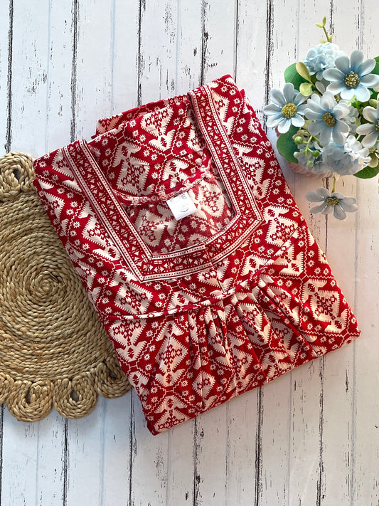 Red Cotton Nighty (Women)