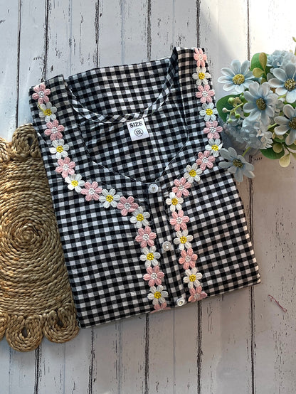 Black Check Nighty (Women)