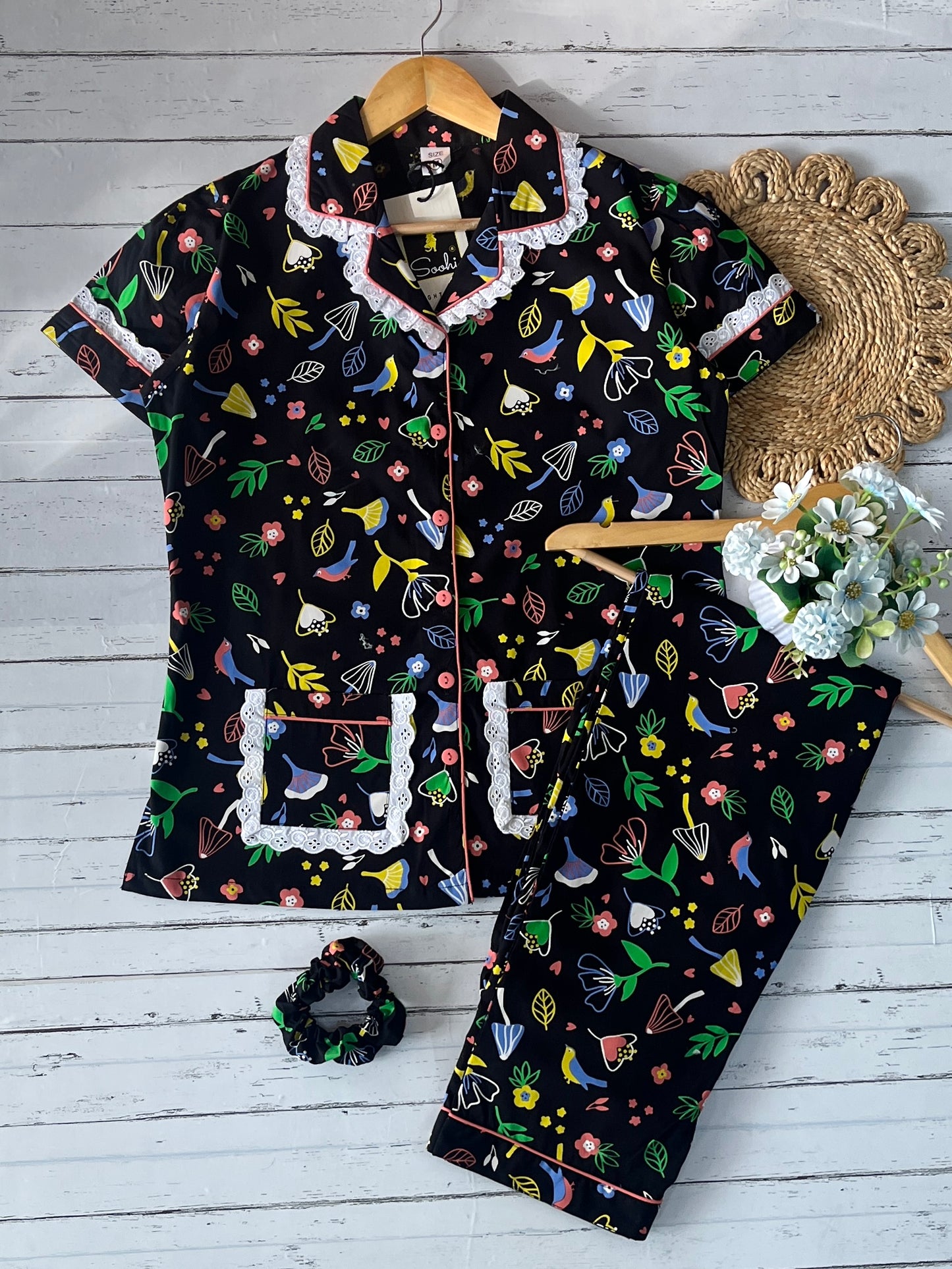 Black Stickers Pj Set (Women)