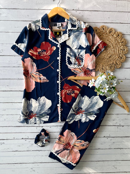 Blue Floral Pj Set (Women)