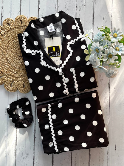 Black Polka Pj Set (Women)