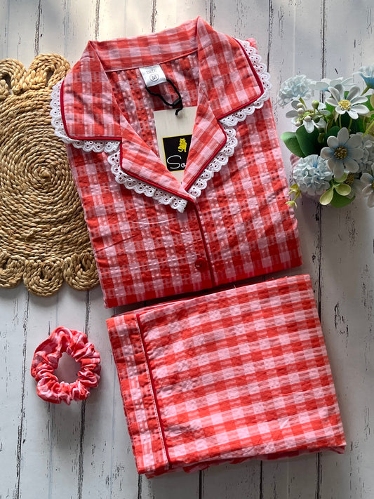 Pink Gingham Pj Set (Women)