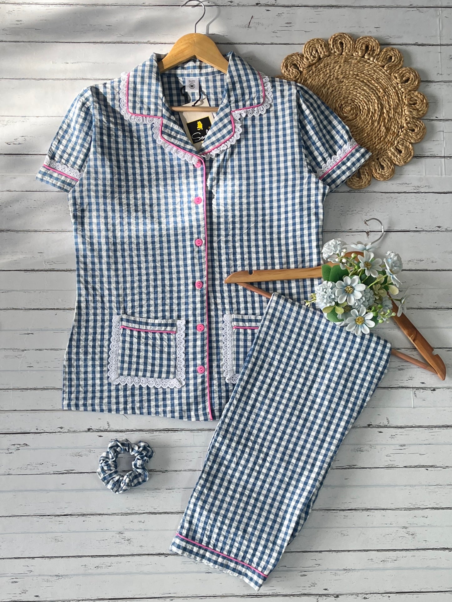 Blue Checks Pj Set (Women)