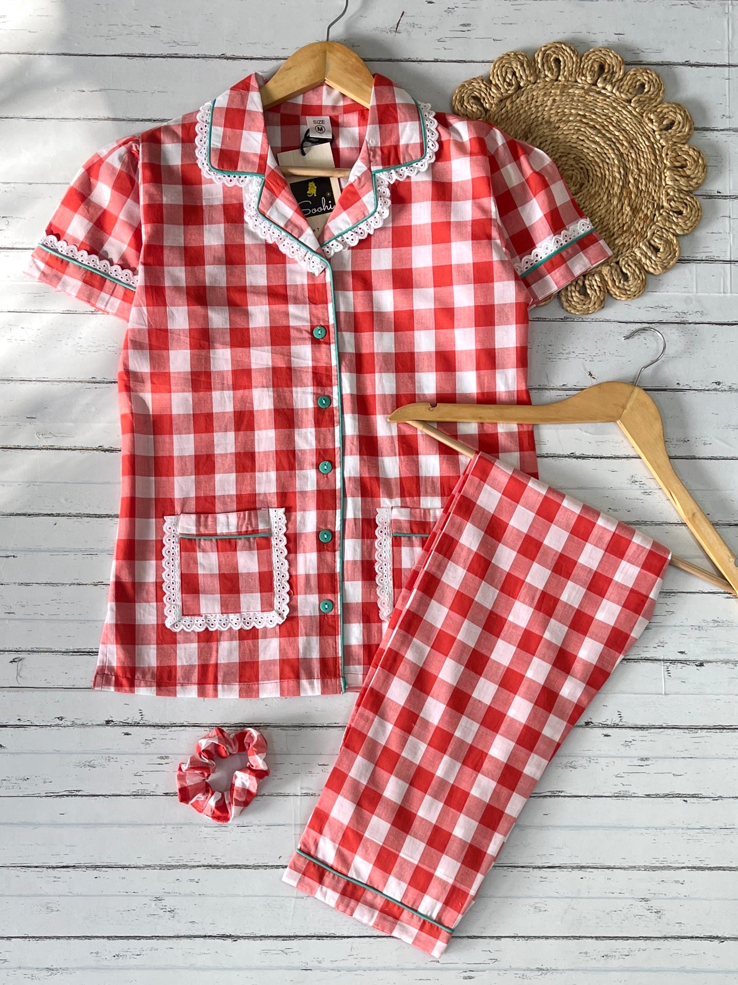 Orange Checks Pj Set (Women)