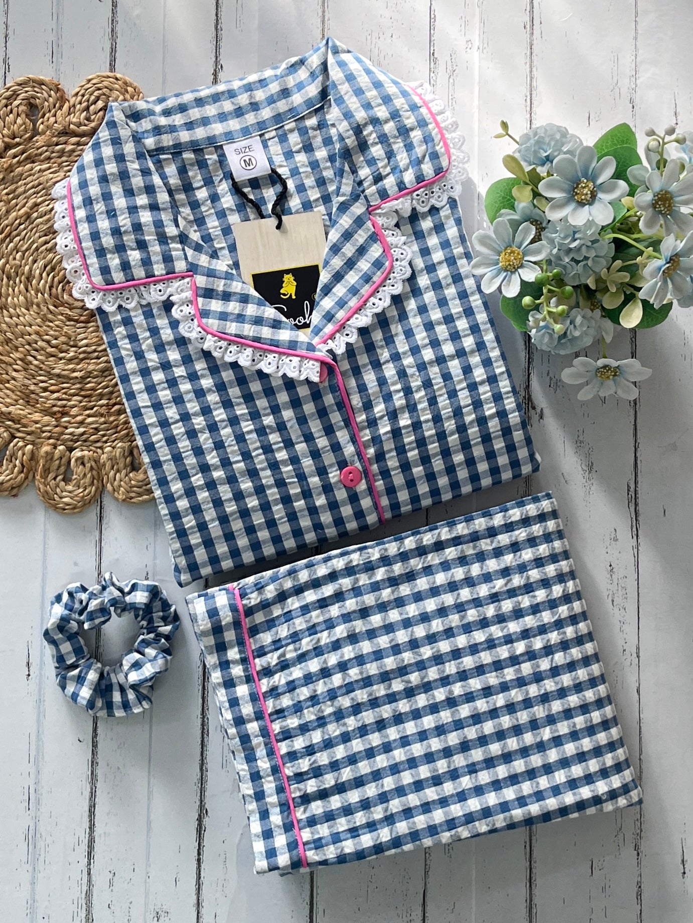 Blue Checks Pj Set (Women)