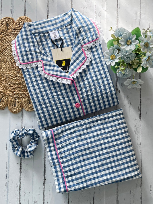 Blue Checks Pj Set (Women)