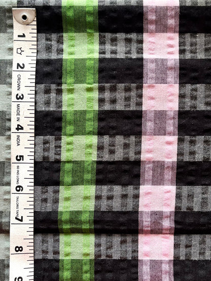 Black Multi Check Pure Cotton Fabric