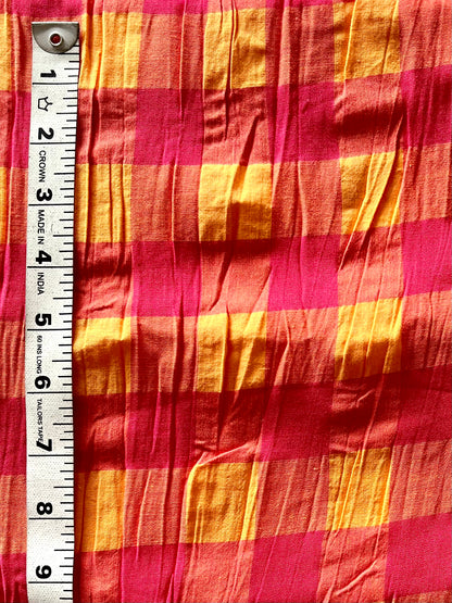 Orange Check Pure Cotton Fabric