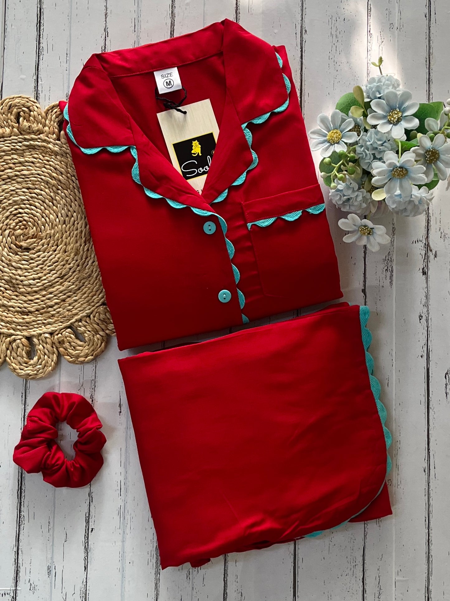 Red Scallop Pj Set (Women)