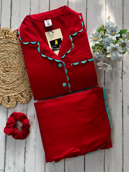 Red Scallop Pj Set (Women)
