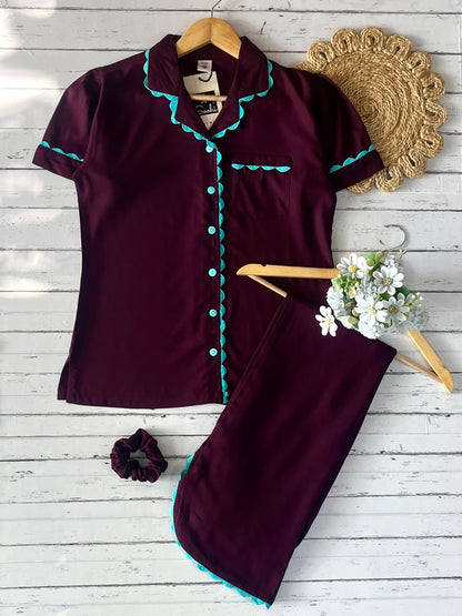 Wine Scallop Pj Set (Women)