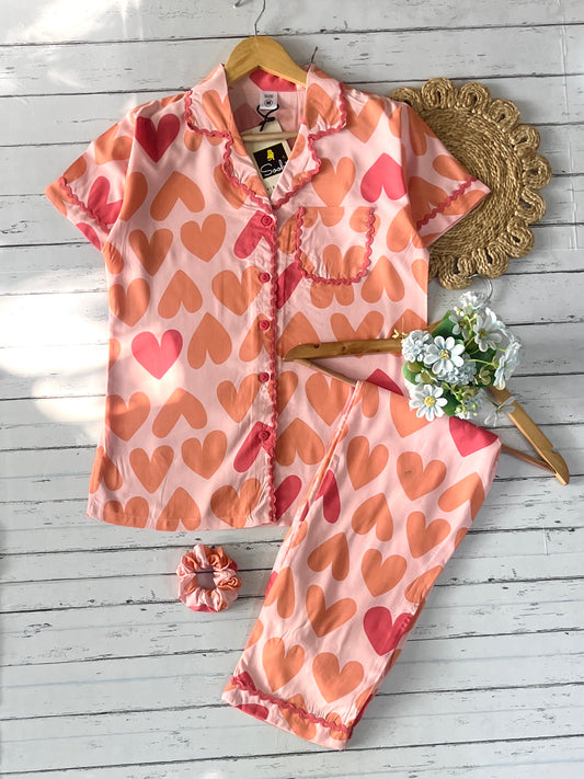 Peach Hearts Pj Set (Women)