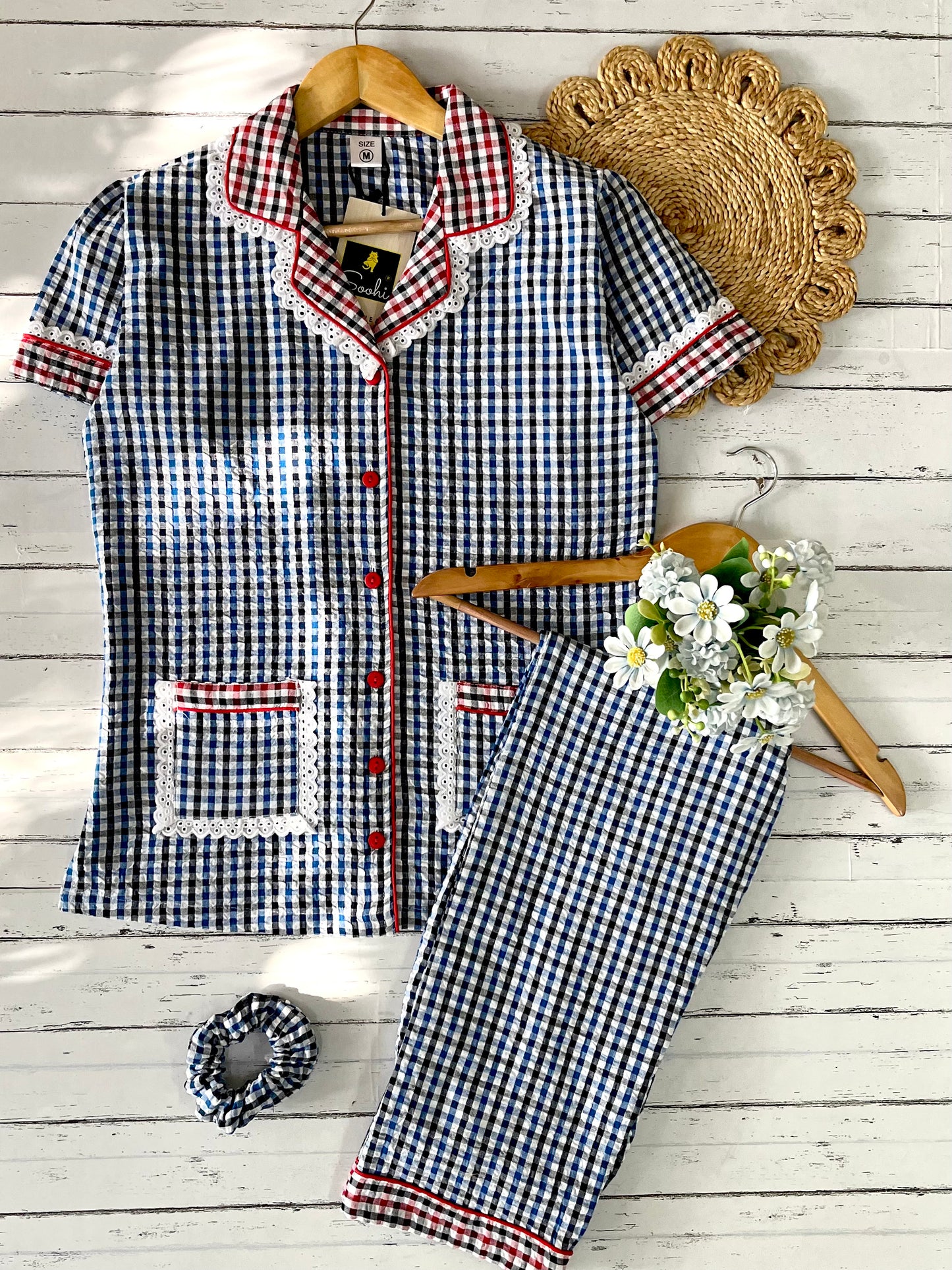 Blue & Red Checks Pj Set (Women)