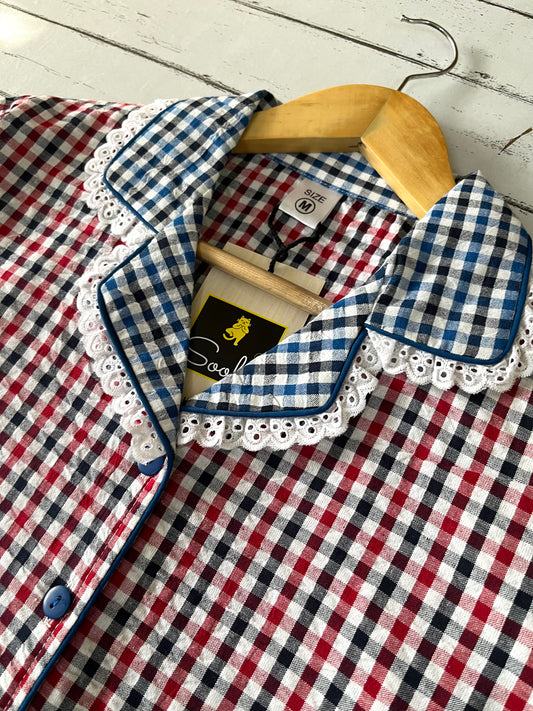Red Blue Checks Pj Set (Women)