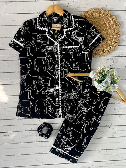 Black Zoo Pj Set (Women)