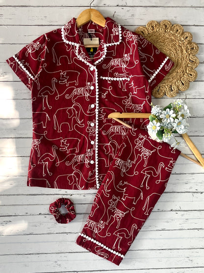 Maroon Zoo Pj Set (Women)