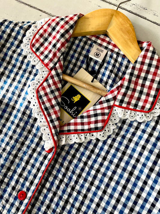 Blue & Red Checks Pj Set (Women)