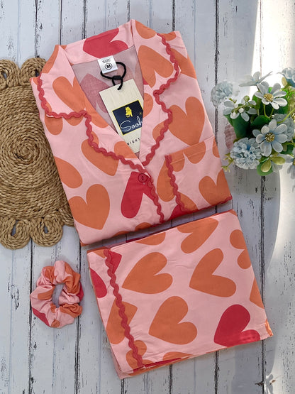 Peach Hearts Pj Set (Women)