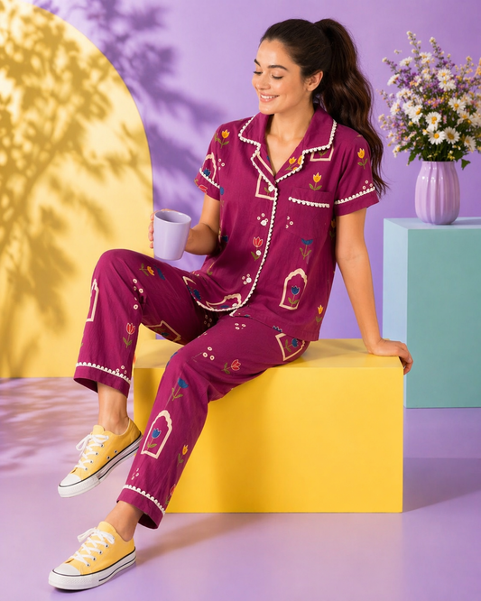 Purple Tulips Pj Set (Women)