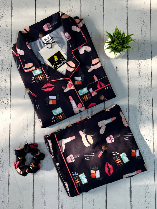 Black Makeup PJ Set (Women)
