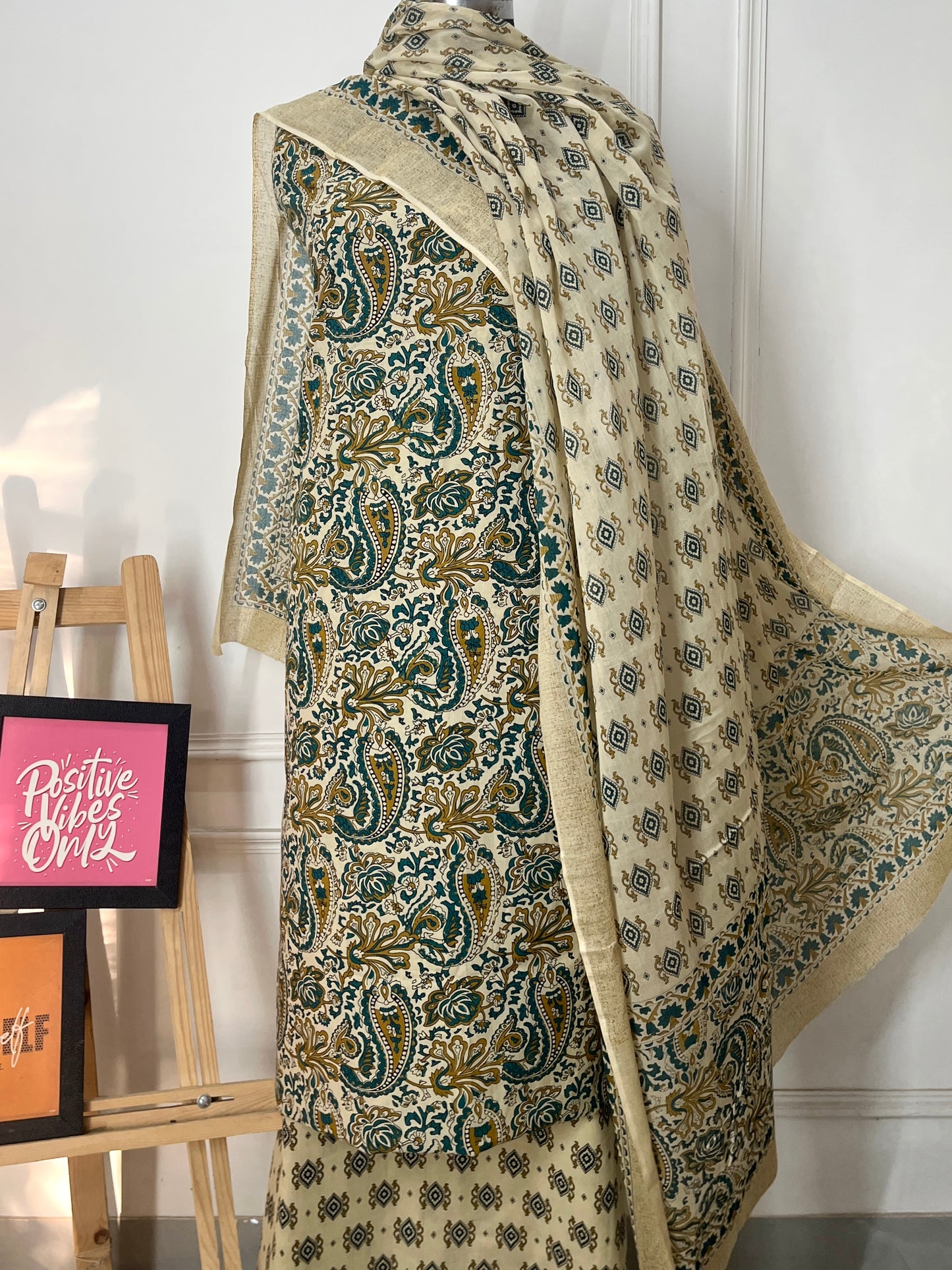 Green Kalamkari Cambric Cotton Suit