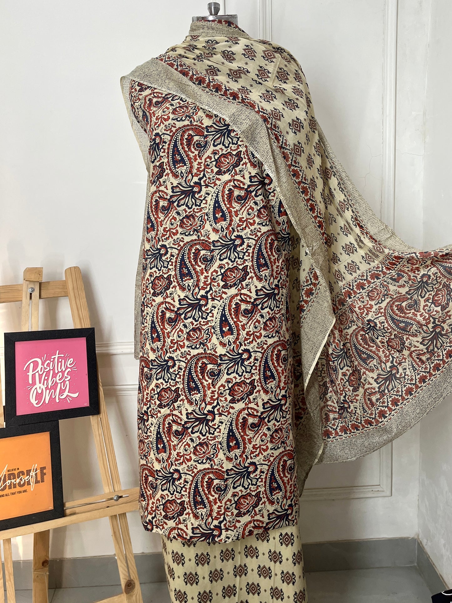 Rust Kalamkari Cambric Cotton Suit