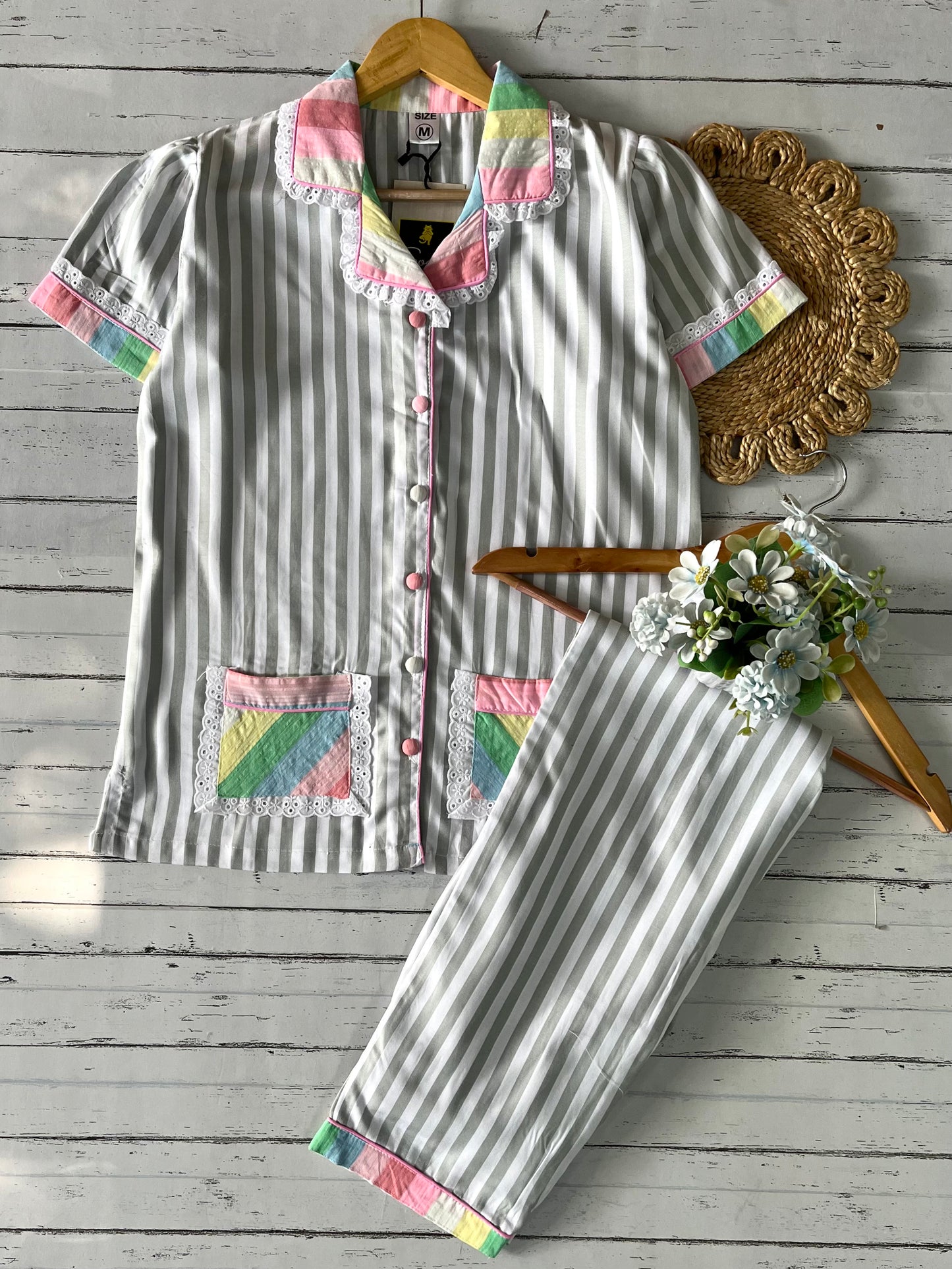 Green Stripe Pj Set (Women)