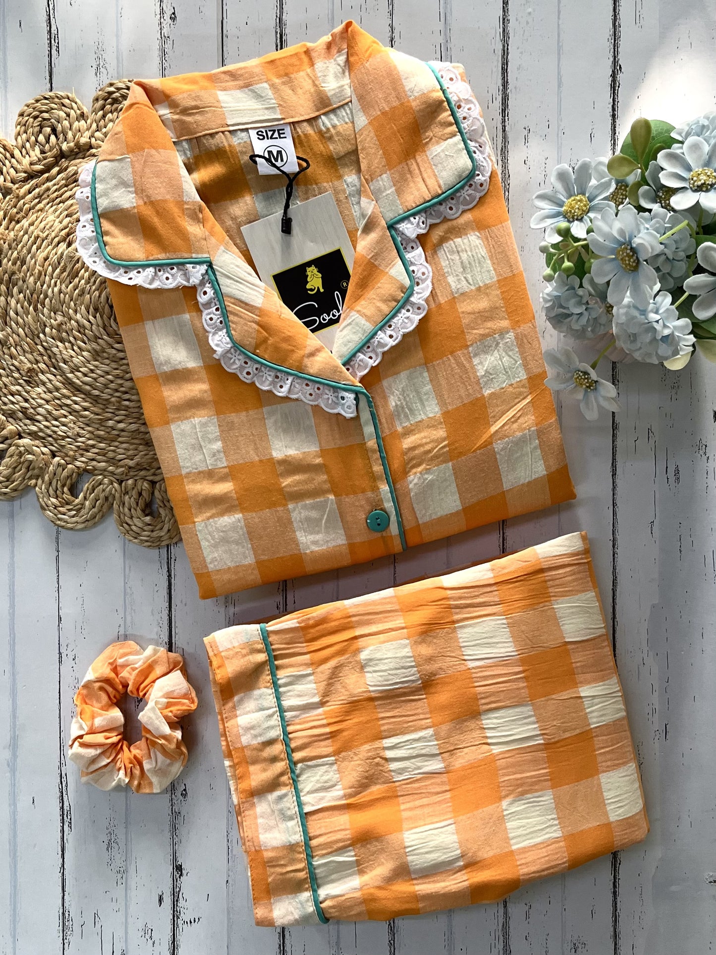 Orange Checks Pj Set (Women)