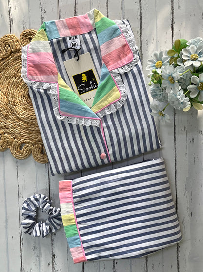 Blue Stripe Pj Set (Women)