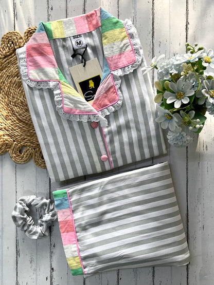 Green Stripe Pj Set (Women)
