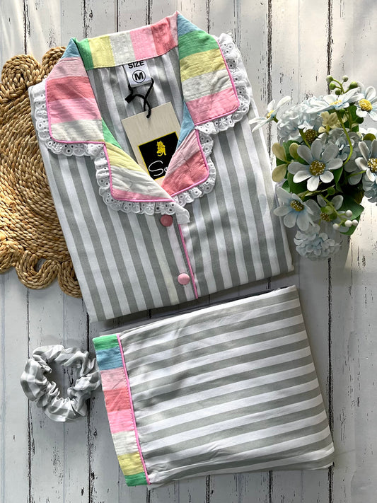 Green Stripe Pj Set (Women)