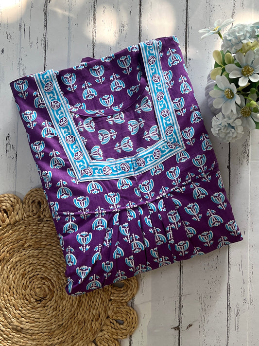 Purple Jaipuri Cotton Nighty (Women)