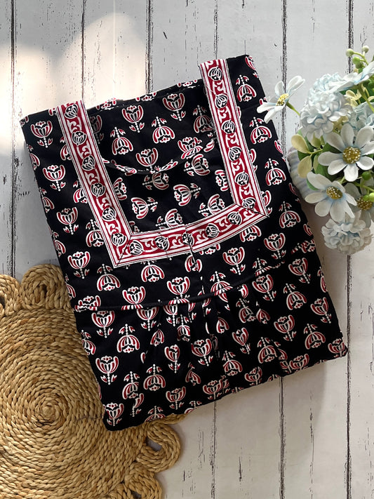 Black Jaipuri Cotton Nighty (Women)