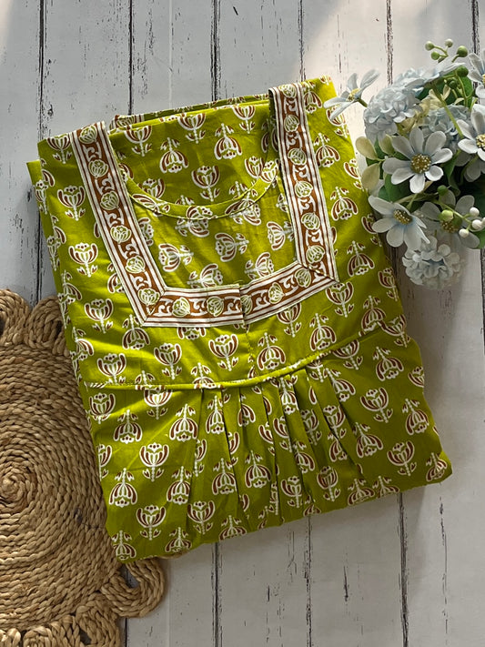 Green Jaipuri Cotton Nighty (Women)